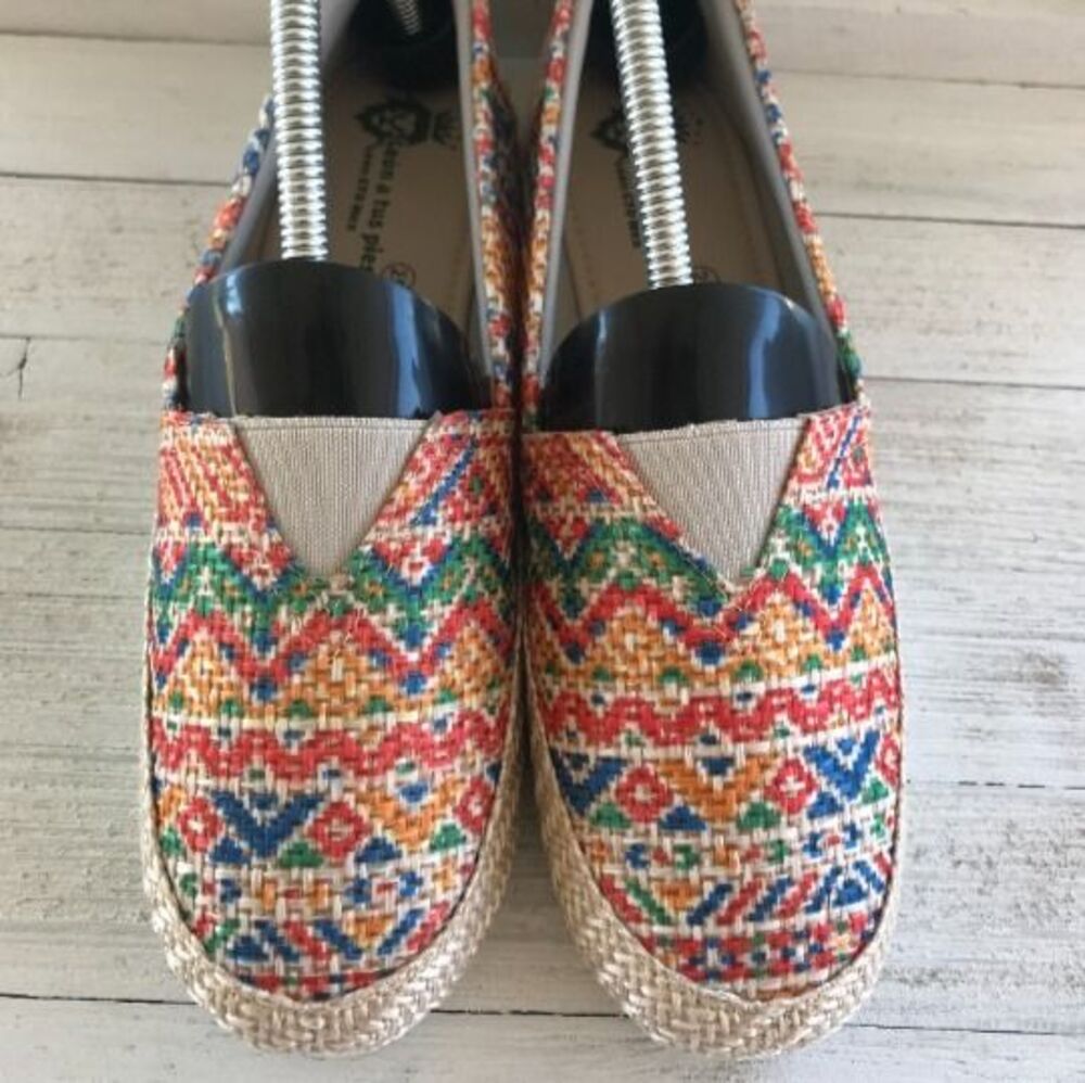 Women's Mexican Handwoven Espadrilles Slip On Shoes Woven Loafers Size 8